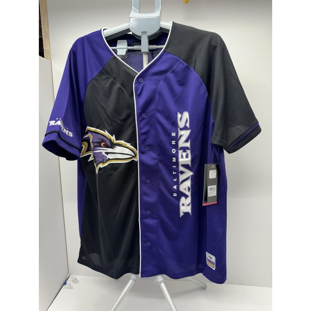Ultra GAME Baltimore Ravens NFL Men's XL Purple/Black Button-Up Jersey Shirt